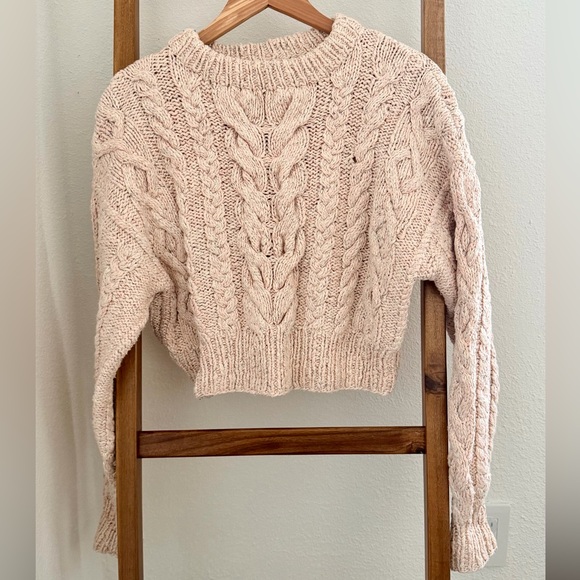 Doen Bee Pink Cable Cotton Knit Sweater - Picture 2 of 7